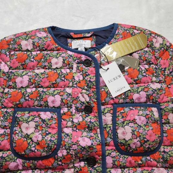 New women's S J Crew quilted lady jacket in Liberty Meadow Song floral - Picture 3 of 12